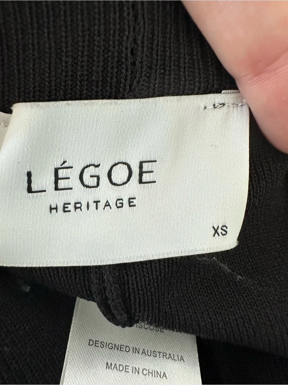 LÉGOE Heritage Black Rib Knit Wide Leg Pants XS